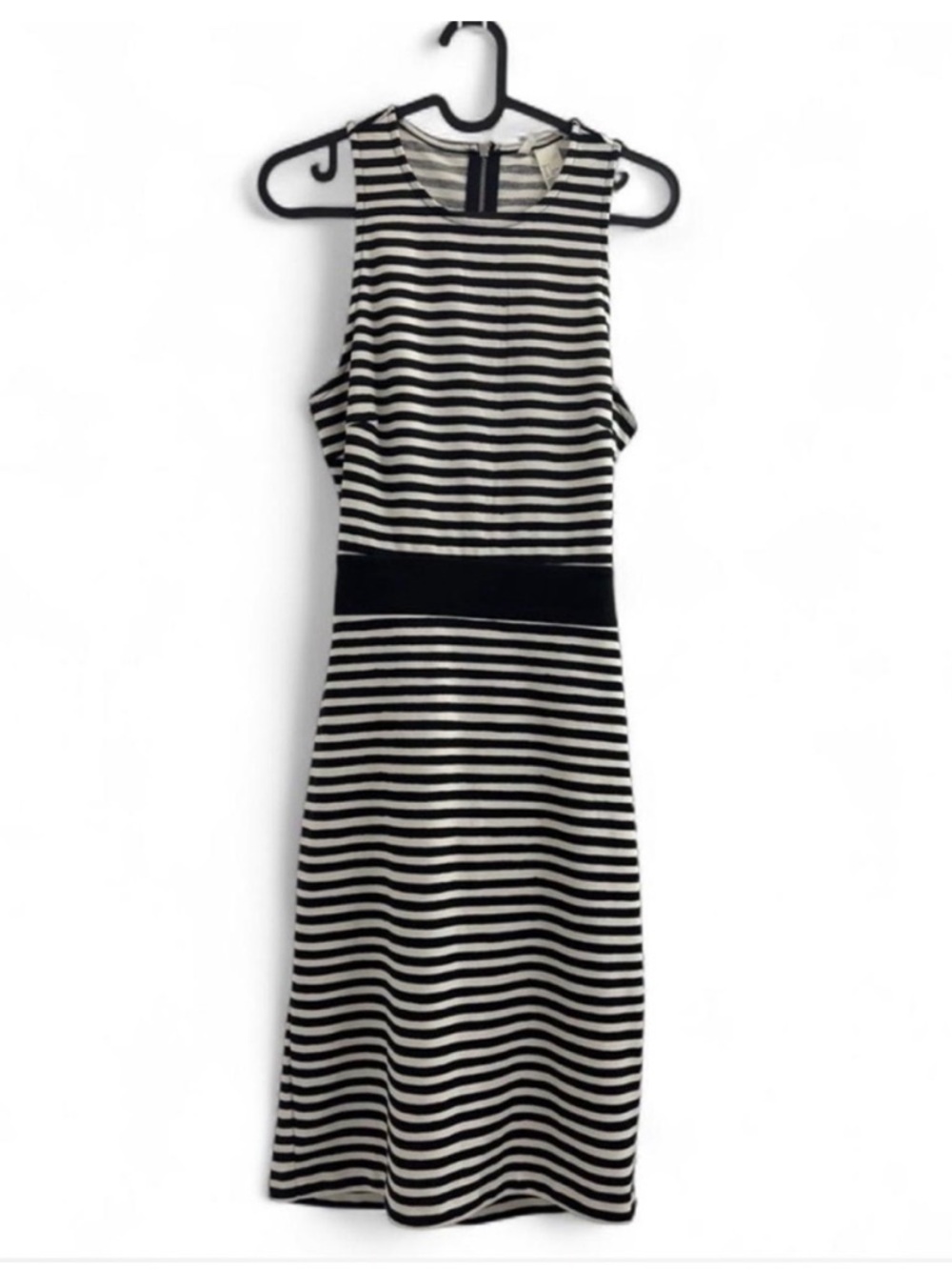 H&M Striped Black and White Sleeveless Midi Dress